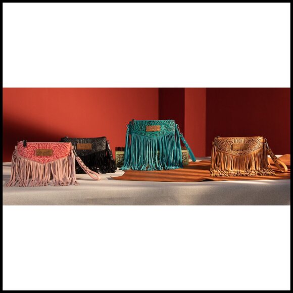 Faux Leather Crossbody Wristlet Bag Western Fringe Purse Adjustable Strap - Picture 7 of 7